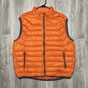 Free Country Down Fill Puffer Vest Mens XXL Orange Zip Hiking Hunting Gorpcore